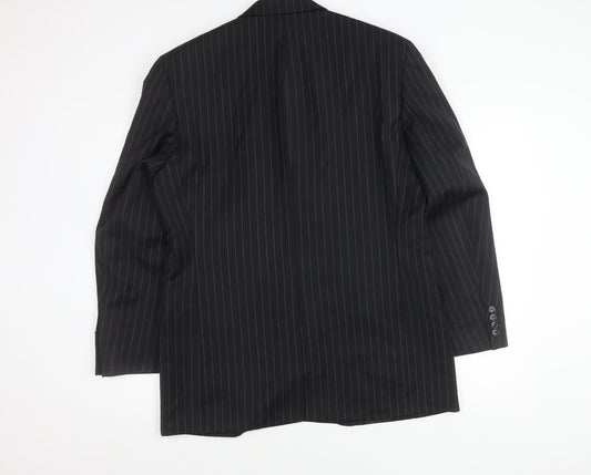 Pierre Cardin Men's Black Striped Wool Blazer 42R