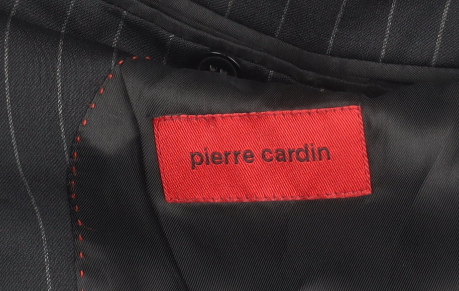 Pierre Cardin Men's Black Striped Wool Blazer 42R