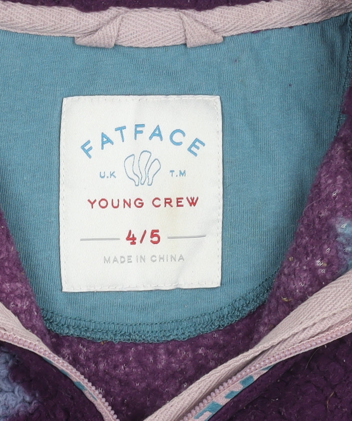 Additional view of FatFace girls’ purple star bouclé pullover hoodie, 4-5 years
