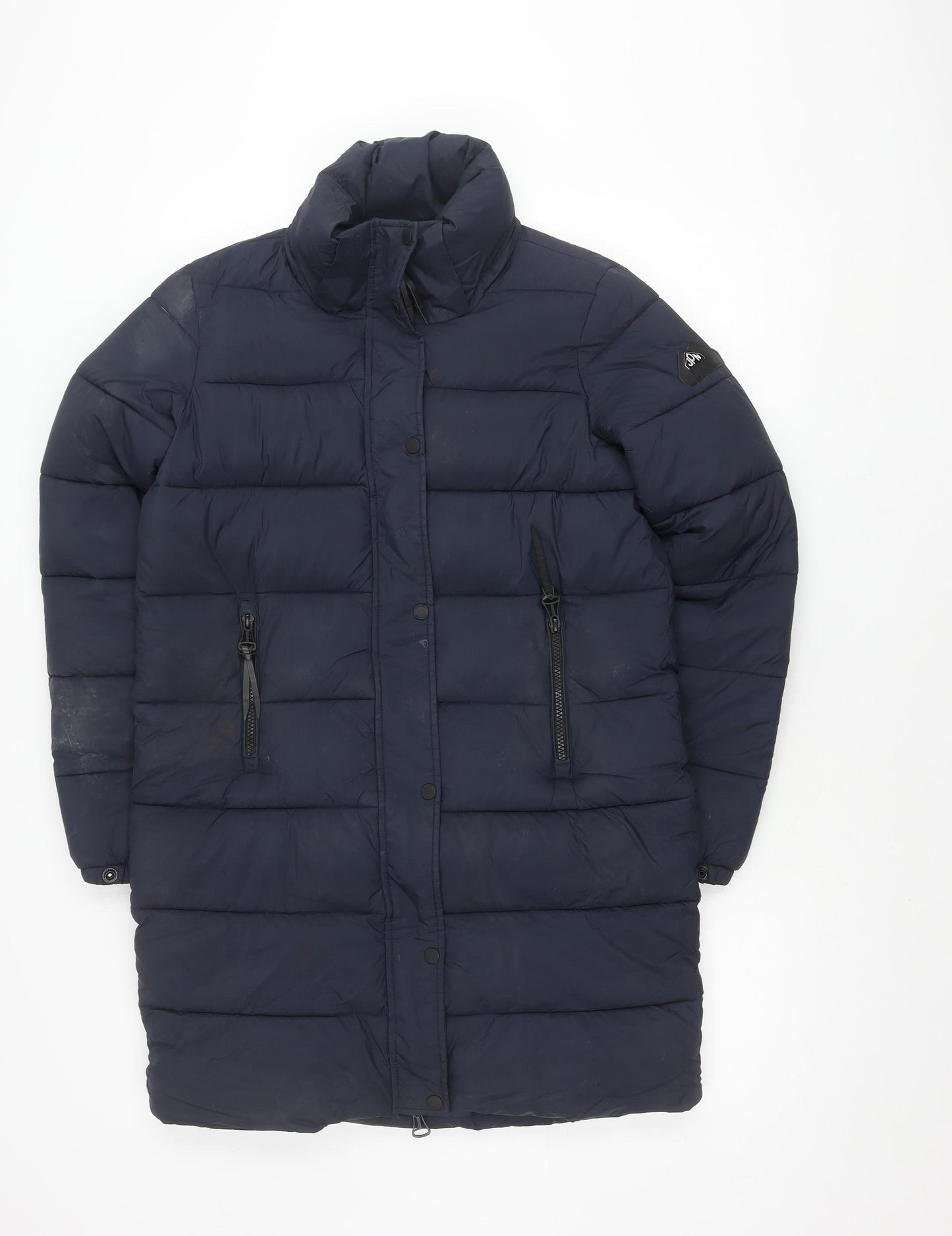 Superdry Women's Navy Puffer Jacket Hooded Size 6 Casual