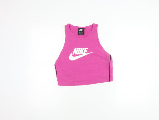 Nike Women's Pink Cropped Tank Top Sleeveless Medium