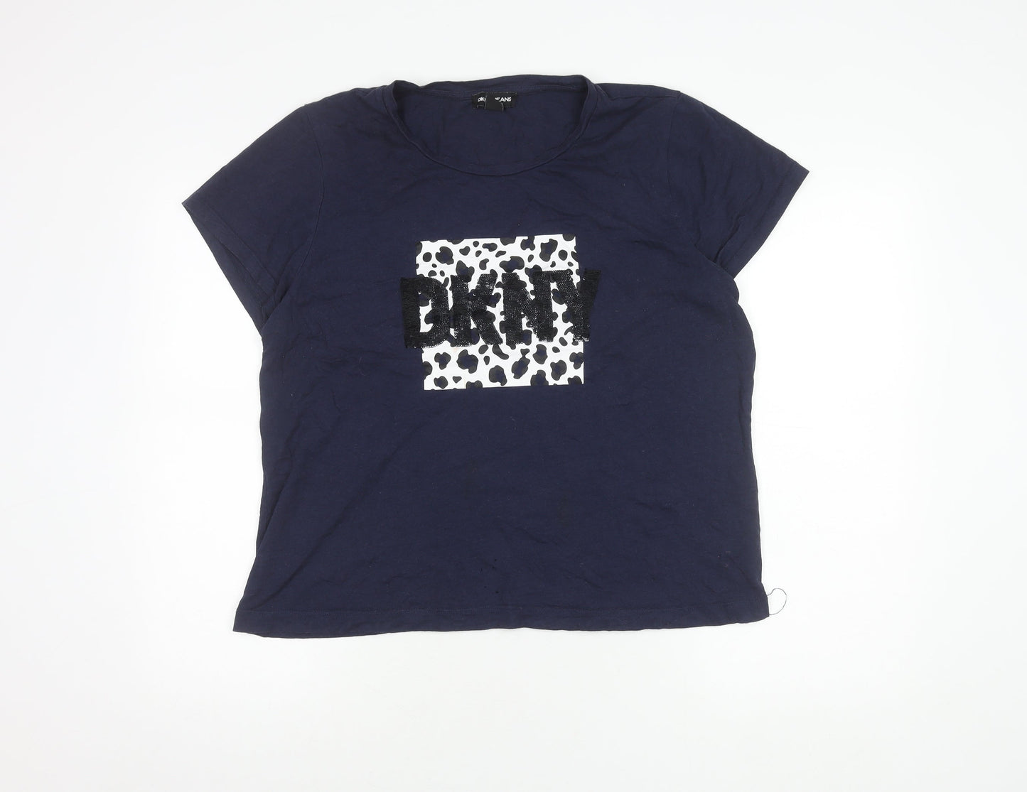 DKNY Jeans Women's Blue XL T-Shirt with Embroidery