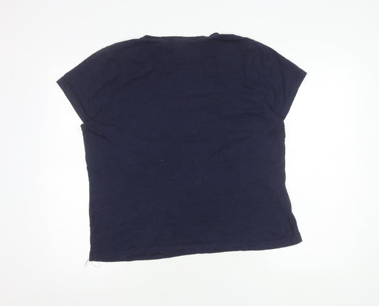 DKNY Jeans Women's Blue XL T-Shirt with Embroidery