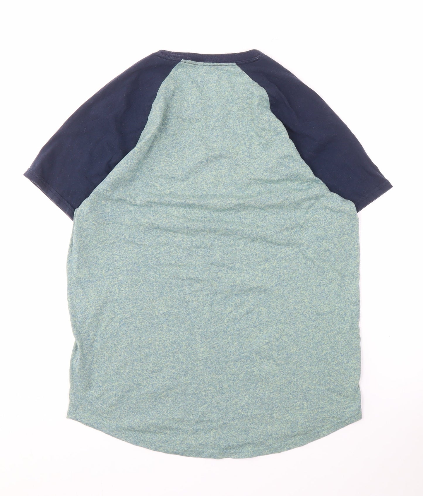 Hollister Men's Blue Colourblock Crew Neck T-Shirt - Size S