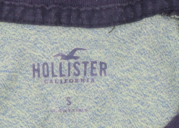 Hollister Men's Blue Colourblock Crew Neck T-Shirt - Size S