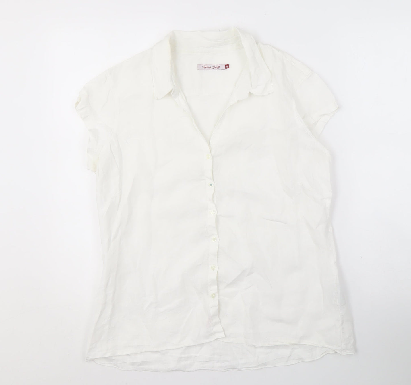 White Stuff Women's White Linen Button-Up Shirt