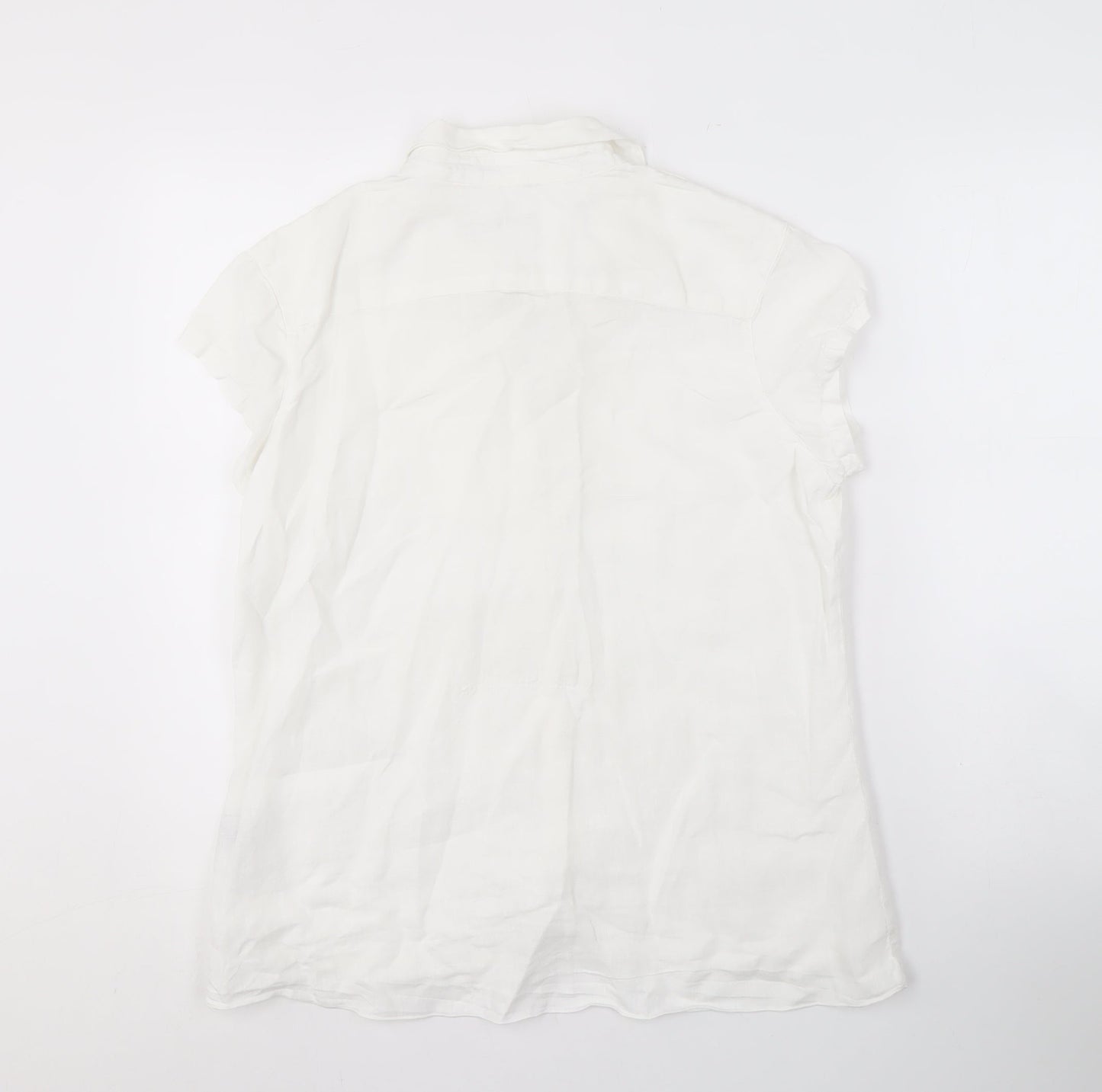 White Stuff Women's White Linen Button-Up Shirt