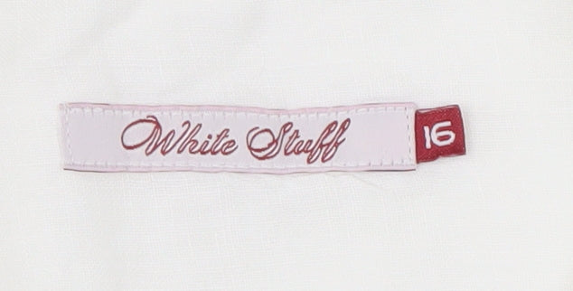 White Stuff Women's White Linen Button-Up Shirt