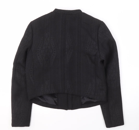 H&M Women's Black Jacket Size 8 with Zipped Pockets