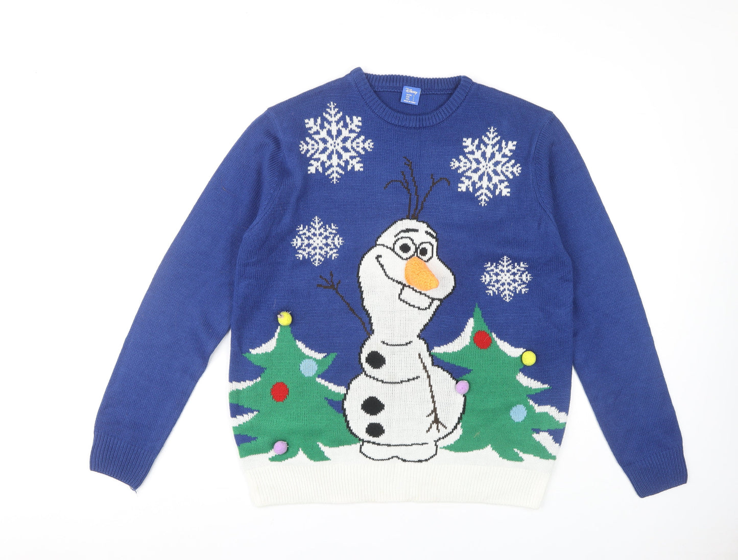 Disney Men's Blue Olaf Christmas Jumper Pullover Size L