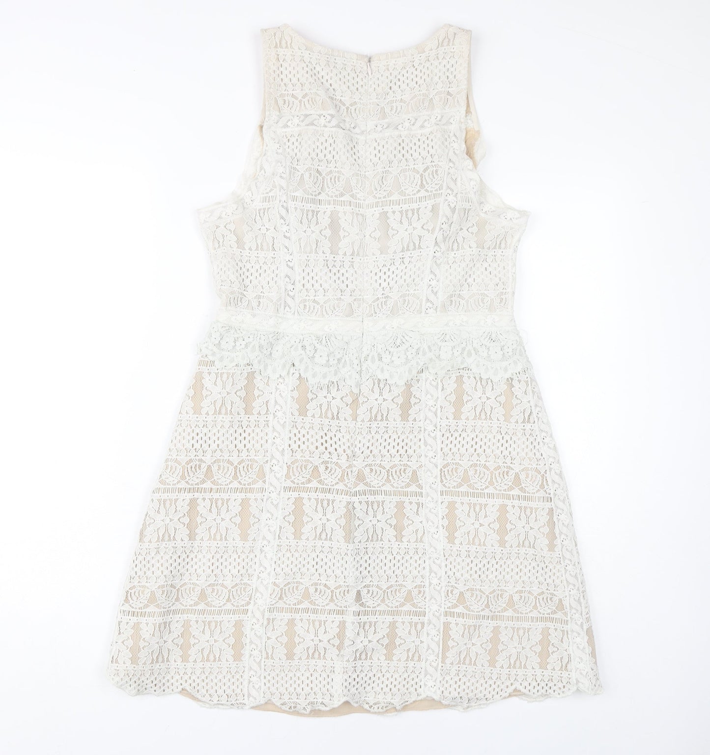 AllSaints Women's White Sheath Lace Dress Size 12