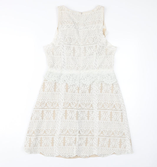 AllSaints Women's White Sheath Lace Dress Size 12