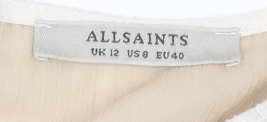 AllSaints Women's White Sheath Lace Dress Size 12