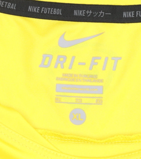 Nike Men's Yellow Dri-Fit Jersey T-Shirt XL