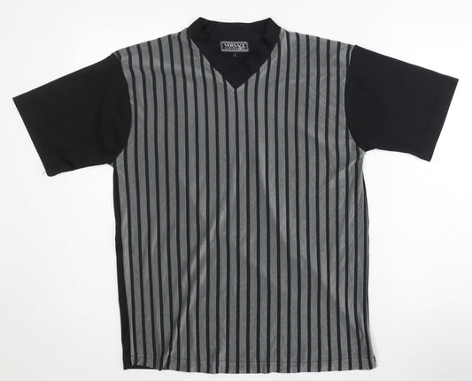 Versace Men's Black Striped Jersey T-Shirt L