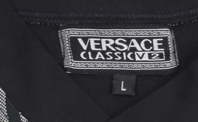 Versace Men's Black Striped Jersey T-Shirt L