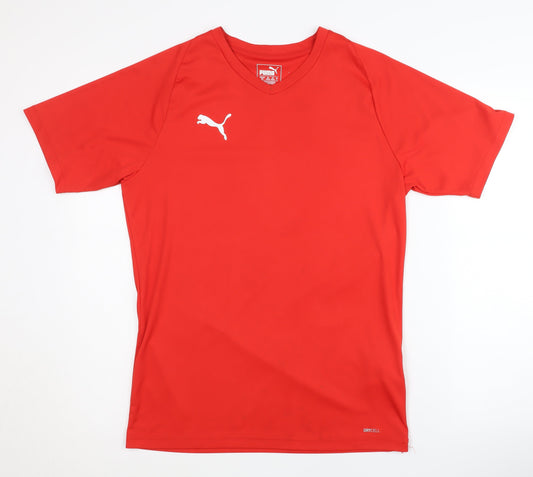 Additional front view of Puma Men's Red T-Shirt, size S, V-Neck, Gym Wear