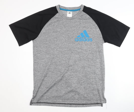 Additional front view of Adidas Men's Grey Sports T-Shirt S Moisture Wicking