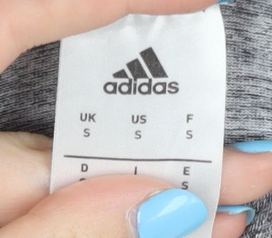 Brand and care label for Adidas Men's Grey Sports T-Shirt S Moisture Wicking