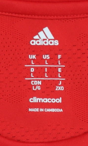 Adidas Men's Red T-Shirt, Size L - Breathable, Gym, Activewear