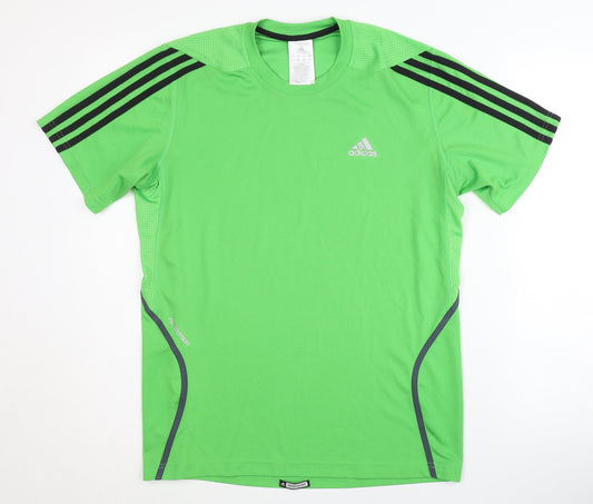 Adidas Men's Green T-Shirt, M, Athletic Fit, Activewear