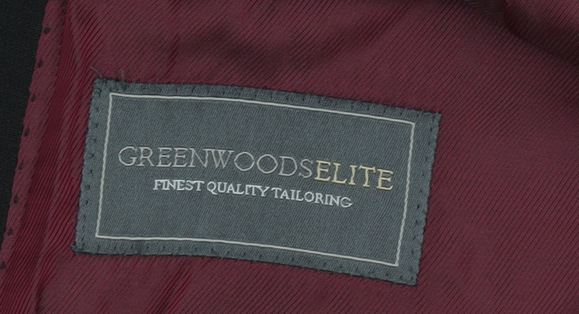 Brand and care label for Greenwoods Elite Men's Black Blazer 42R Single-Breasted