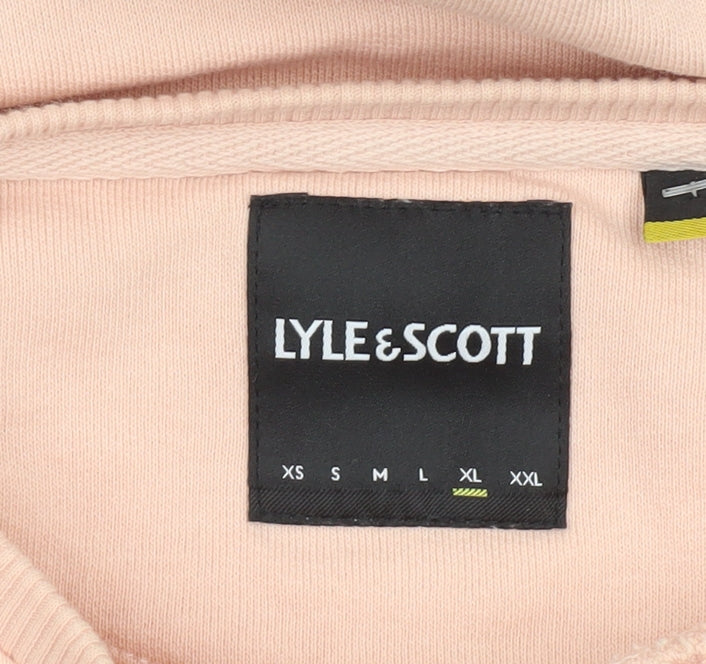 Lyle & Scott Men's Pink XL Pullover Sweatshirt, Logo Accent