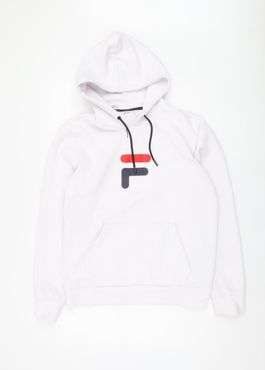 Fila Men's White Pullover Hoodie, M, Logo Accent