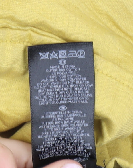 Hobbs Women's Yellow Rain Coat Size 10 Hooded Button Detail