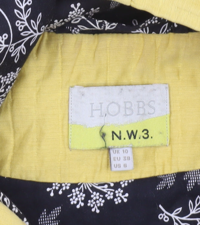 Hobbs Women's Yellow Rain Coat Size 10 Hooded Button Detail