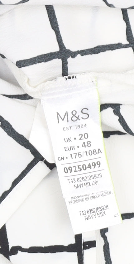Marks and Spencer Women's White Check Blouse UK 20