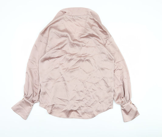 ASOS Design Women's Pink Button-Up Blouse, Size 8