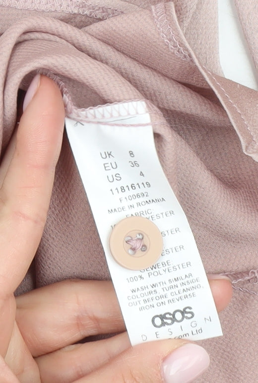 Close-up detail of ASOS Design Women's Pink Button-Up Blouse, size 8