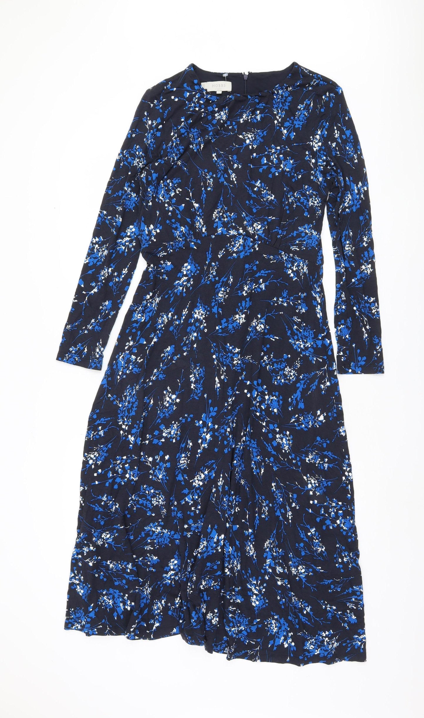 Hobbs Women Blue Floral Midi Dress Size 10