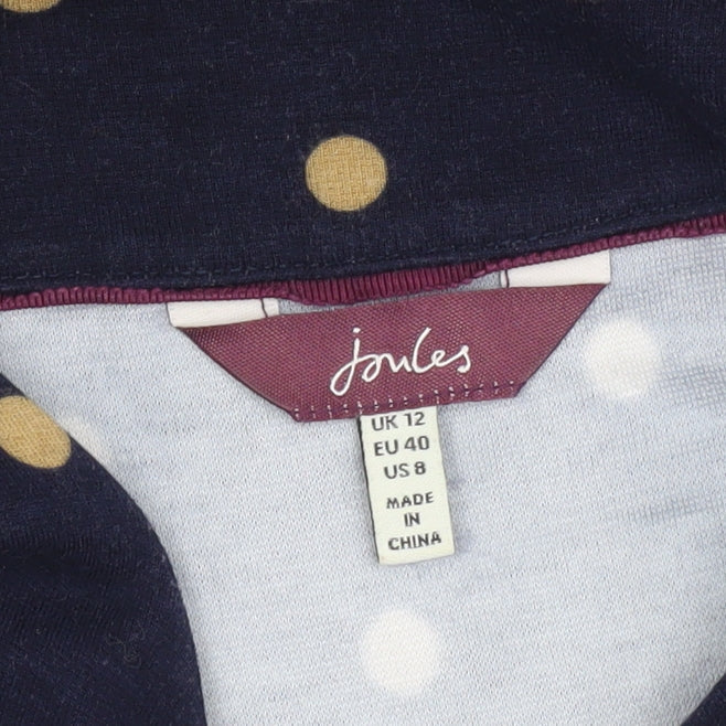 Joules Blue Polka Dot Dress, UK 12, 3/4 Sleeve, Boat Neck