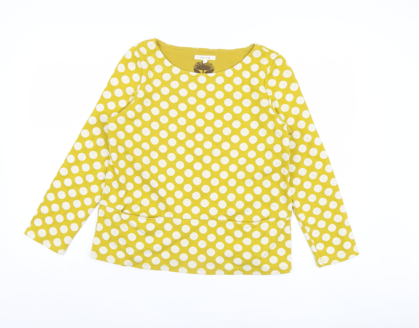 White Stuff Women's Yellow Polka Dot T-Shirt Size 10