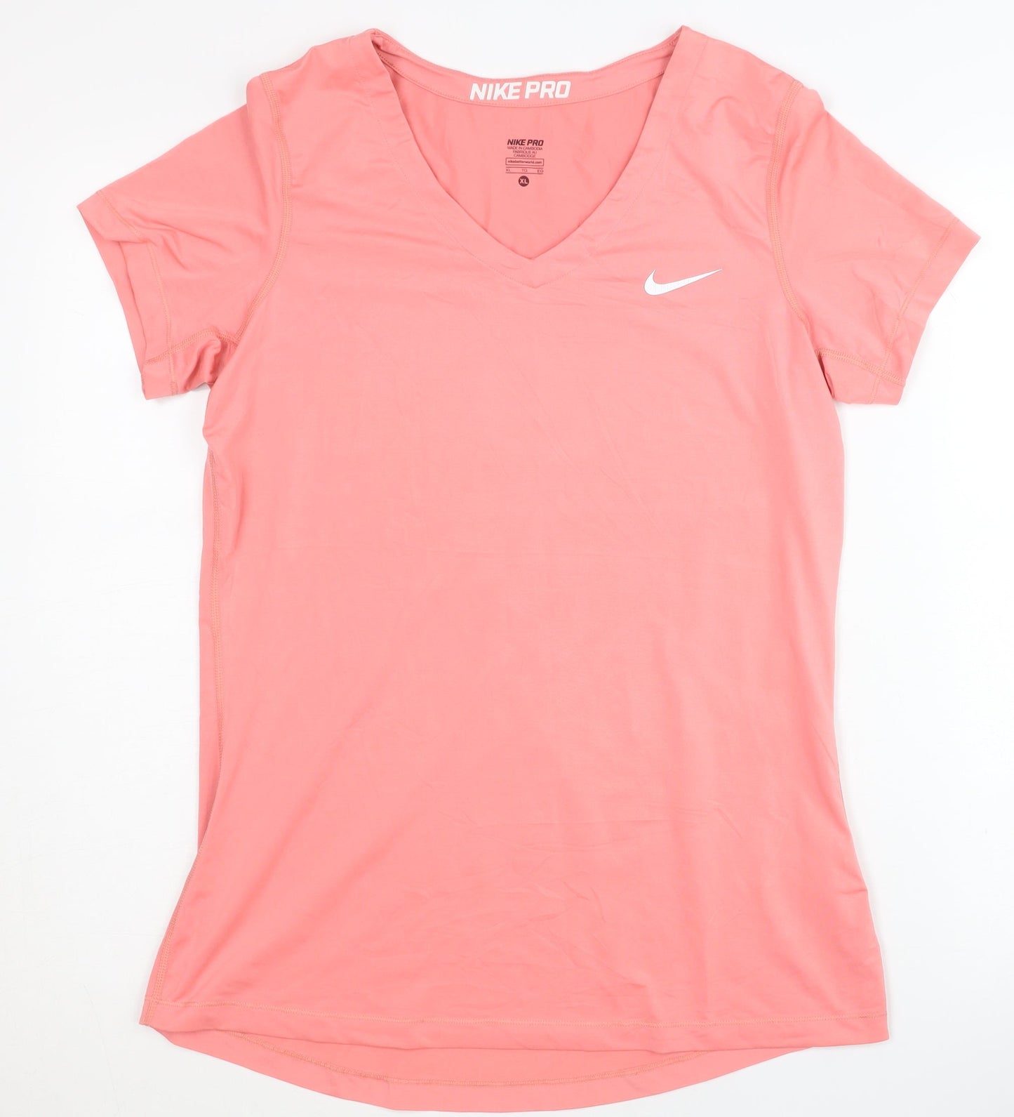Nike Women's Pink XL V-Neck Athletic T-Shirt