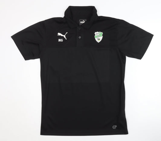Additional front view of Puma Men's Black Polo Shirt M - Activewear Gym Top