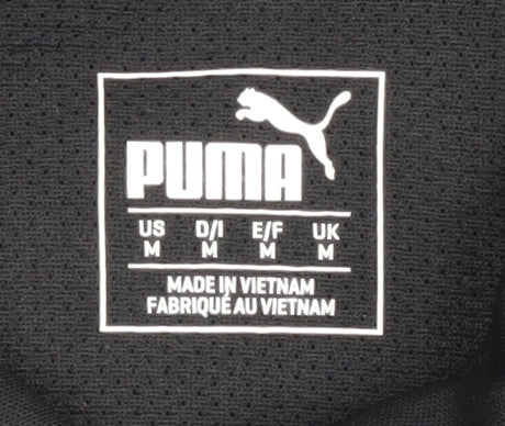Brand and care label for Puma Men's Black Polo Shirt M - Activewear Gym Top
