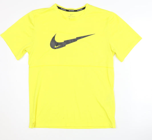 Nike Men's Yellow Dri-FIT Running T-Shirt Size S Sports