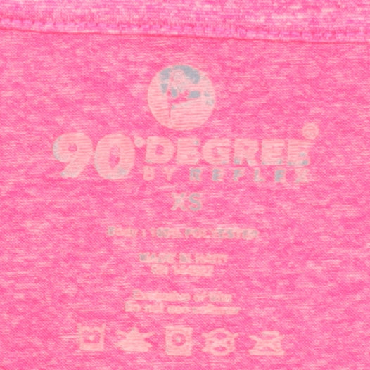 Close-up detail of 90 Degree By Reflex Women's Pink V-Neck T-Shirt XS