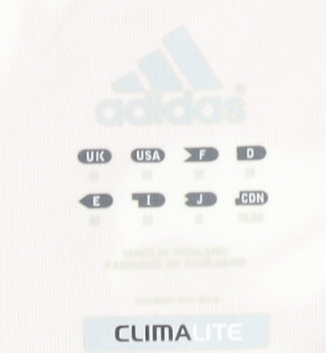 Brand and care label for Adidas Men's White M Football Jersey T-Shirt
