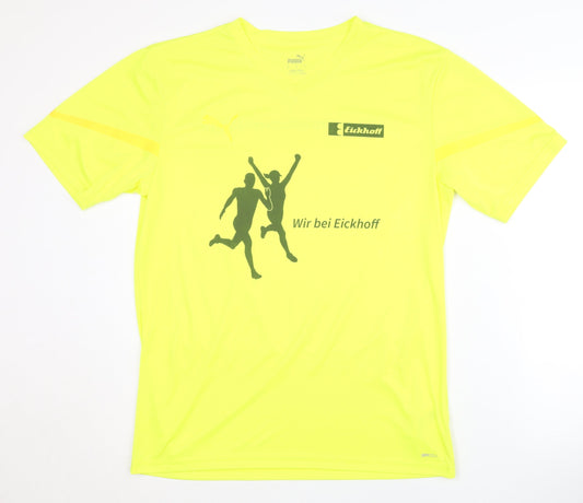 Additional front view of Puma Men's Yellow T-Shirt, size L, - Sporty & Stylish