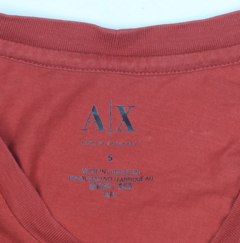 Armani Exchange Men's Red Crew Neck T-Shirt, Size S