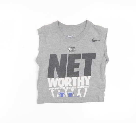 Nike Unisex Grey Sports T-Shirt, S, Crew Neck, Casual