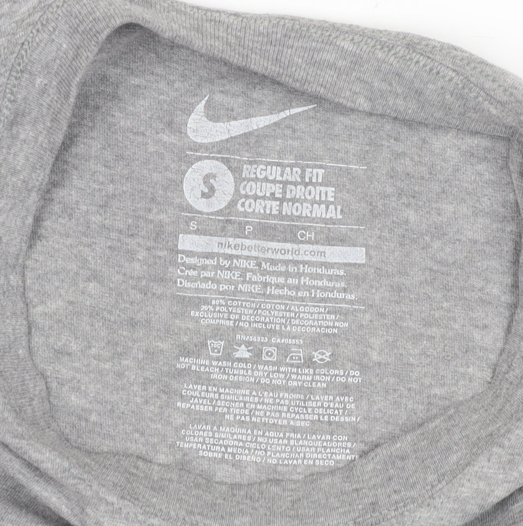 Nike Unisex Grey Sports T-Shirt, S, Crew Neck, Casual
