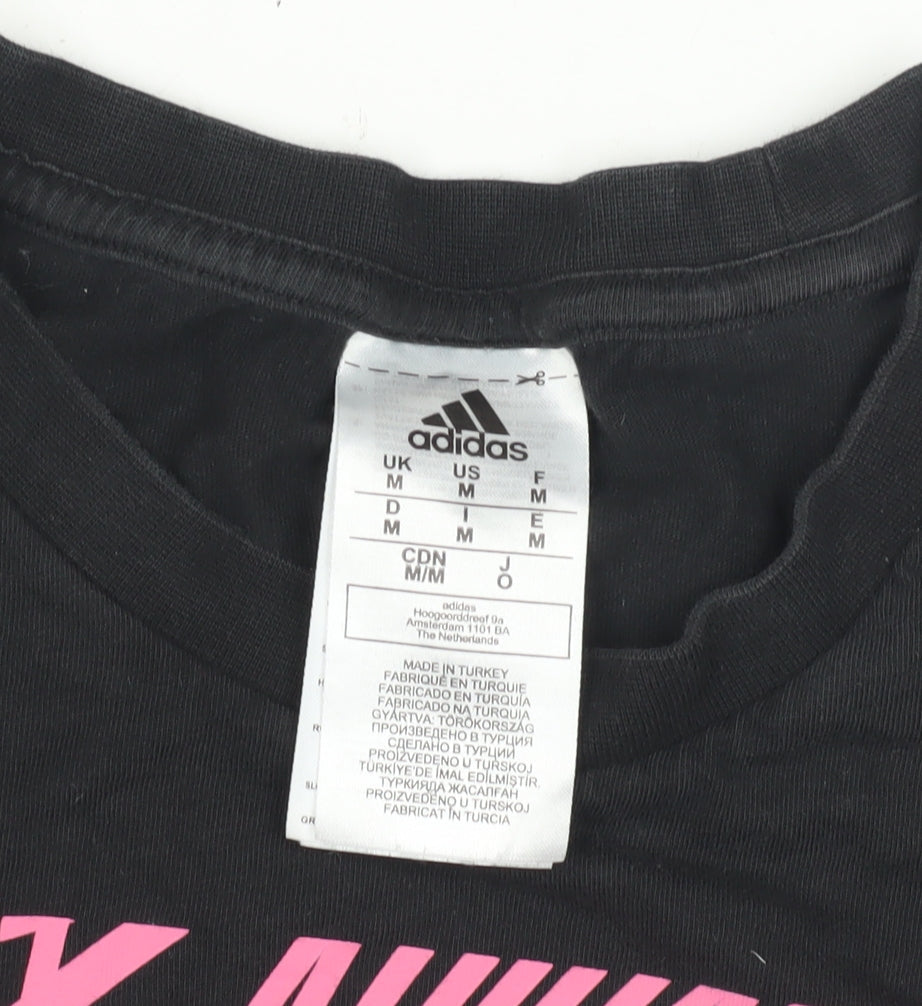 Adidas Men's Black Graphic Print T-Shirt, Size M