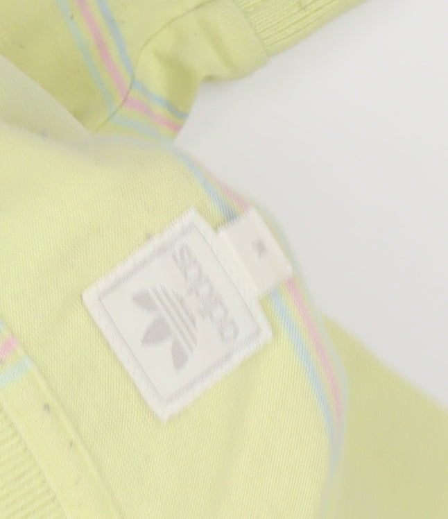 Adidas Men's Yellow Striped Polo Shirt - S