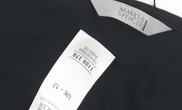 Marks & Spencer Women's Black Embroidered Tank - Size 12
