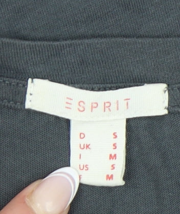 Close-up detail of ESPRIT Women's Grey T-Shirt, size S, Round Neck 3/4 Sleeve